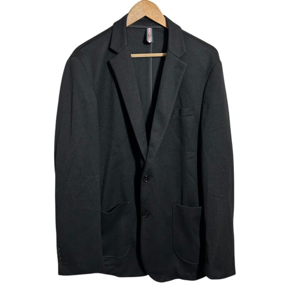 PJ Paul Jones Mens Two Button Classic Lapel Blazer Jacket Black XL
